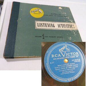 (4) Records with Blue RCA Victor Dog on each (records work but very scratched